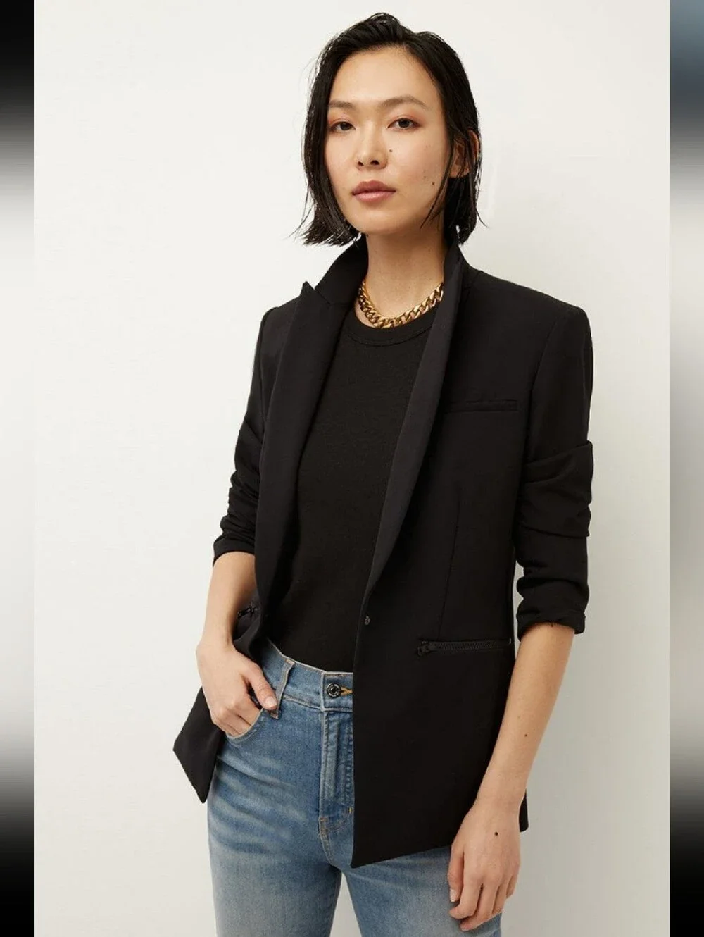 Veronica Beard Scuba Dickey Blk Zip Pocket Blazer 12 Capsule Norm Minimal Preppy - Picture 1 of 11